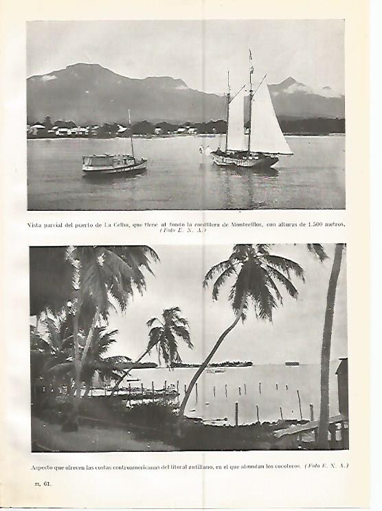 LAMINA GEOGRAFIA 0217: Puerto de La Ceiba y costas de las Antillas