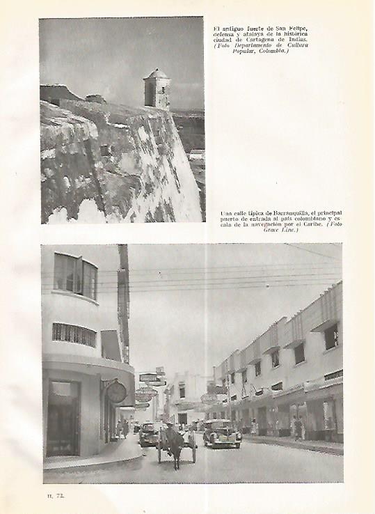 LAMINA GEOGRAFIA 0239: Fuerte de San Felipe en Cartagena de Indias y calle de Barranquilla Colombia