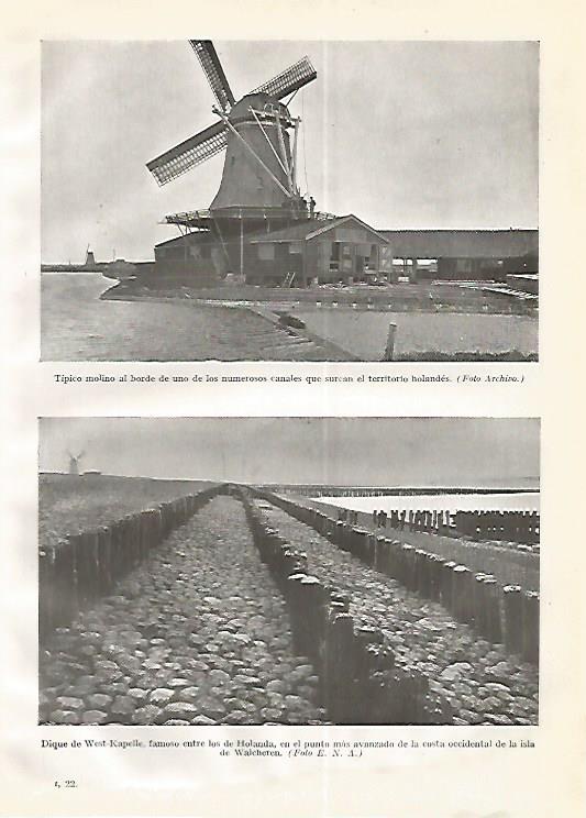 LAMINA GEOGRAFIA 0247: Molino tipico y dique de West Kapelle Holanda