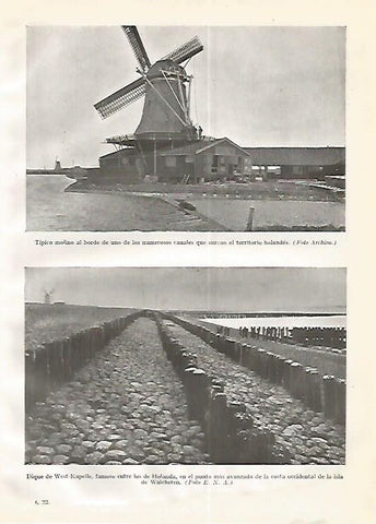LAMINA GEOGRAFIA 0247: Molino tipico y dique de West Kapelle Holanda