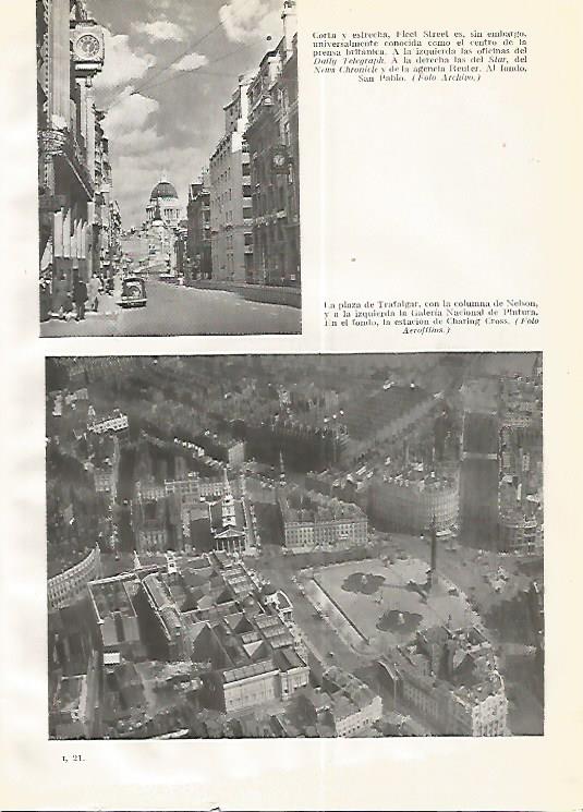 LAMINA GEOGRAFIA 0249: Fleet Street y plaza de Trafalgar de Londres
