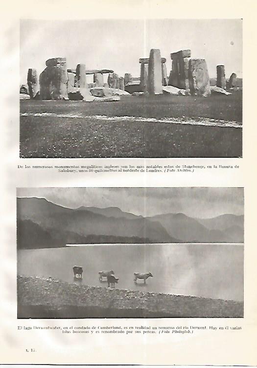 LAMINA GEOGRAFIA 0257: Stonehedge y Lago Derwentwater Inglaterra