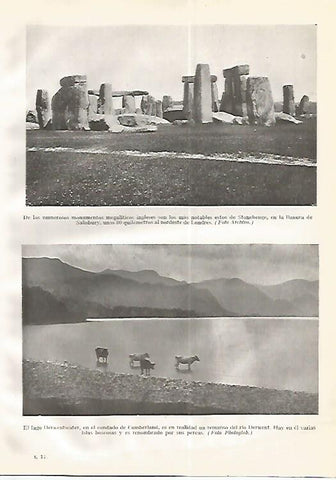 LAMINA GEOGRAFIA 0257: Stonehedge y Lago Derwentwater Inglaterra