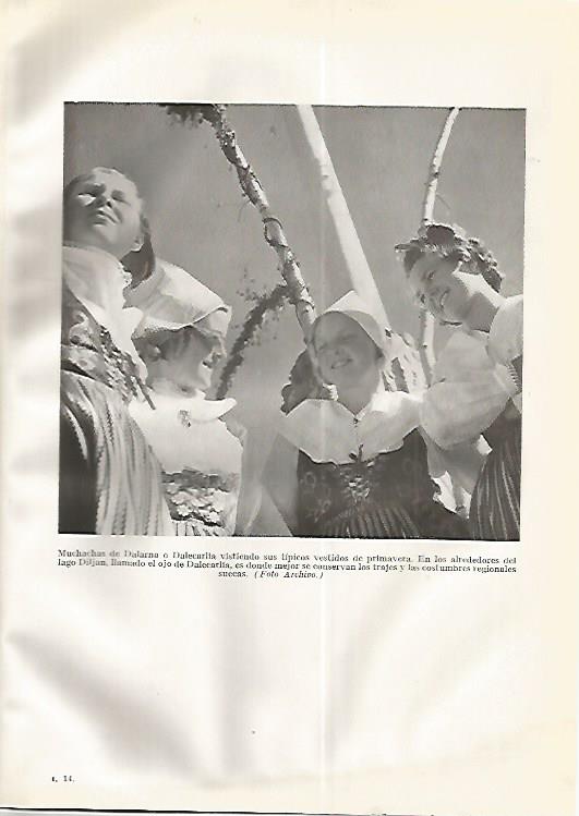 LAMINA GEOGRAFIA 0261: Muchachas de Dalarna Suecia