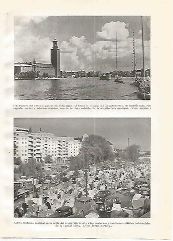 LAMINA GEOGRAFIA 0262: Puerto y mercado de Estocolmo Suecia