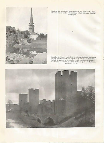 LAMINA GEOGRAFIA 0263: Catedral de Vestrera y Murallas de Visby Suecia