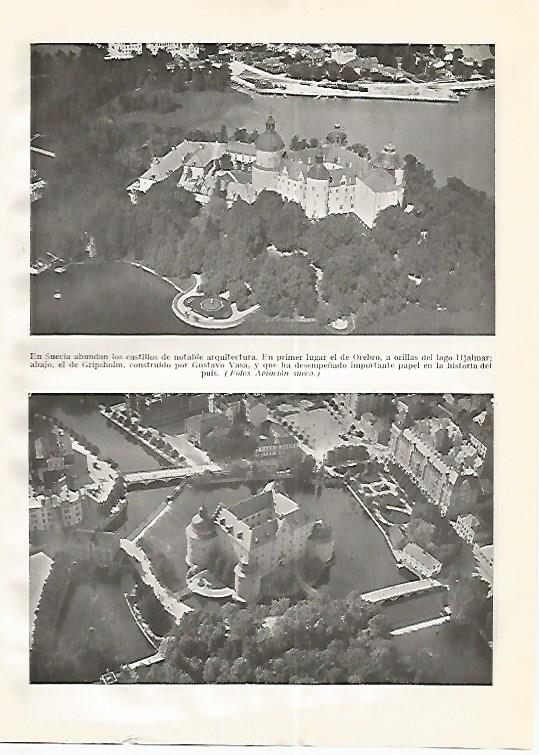 LAMINA GEOGRAFIA 0264: Castillo de Orebro y Castillo de Gripsholm Suecia