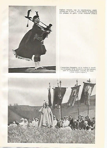 LAMINA GEOGRAFIA 0272: Gaitero escoces y campesinos de Hungria