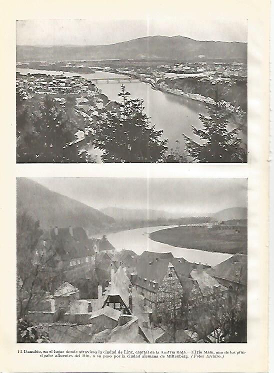 LAMINA GEOGRAFIA 0273: El Danubio en Linz Austria y el rio Main en Miltenberg Alemania