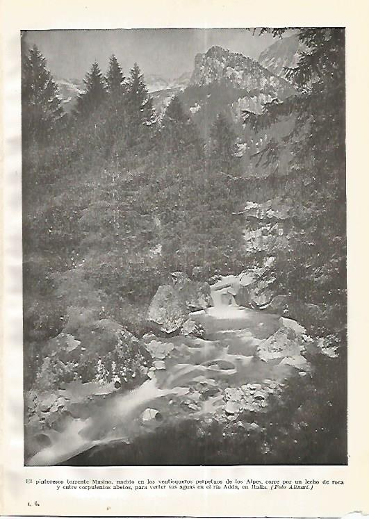 LAMINA GEOGRAFIA 0275: Torrente Masino en los Alpes