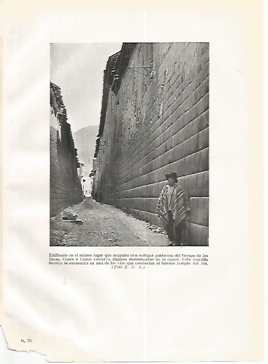 LAMINA GEOGRAFIA 0287: Muralla de Cuzco Peru