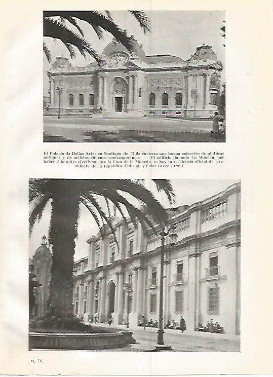 LAMINA GEOGRAFIA 0295: Palacio de Bellas Artes y La Moneda en Santiago de Chile