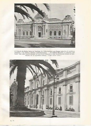 LAMINA GEOGRAFIA 0295: Palacio de Bellas Artes y La Moneda en Santiago de Chile