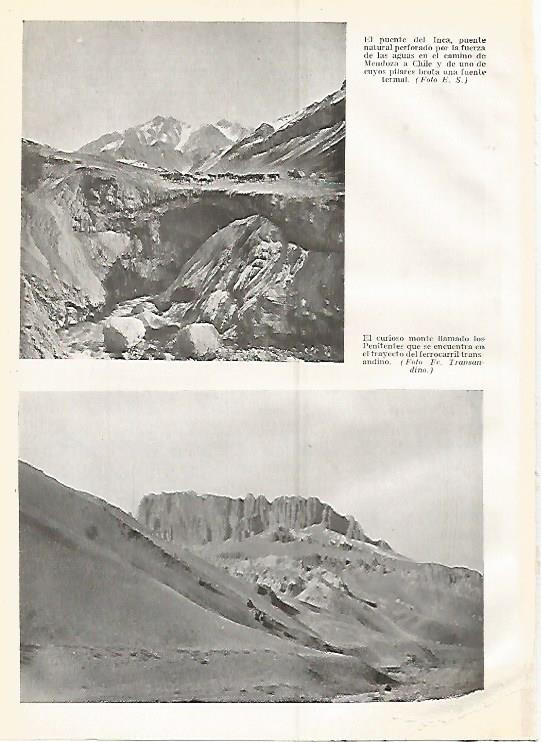 LAMINA GEOGRAFIA 0298: Puente del Inca y monte Penitentes Chile