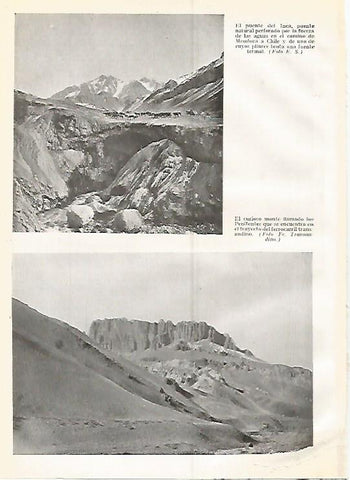 LAMINA GEOGRAFIA 0298: Puente del Inca y monte Penitentes Chile