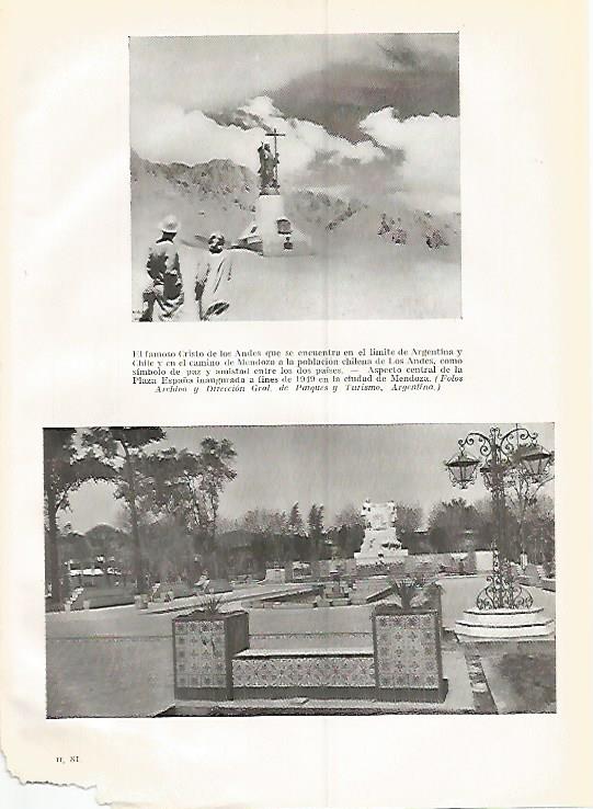LAMINA GEOGRAFIA 0301: Cristo de los Andes y plaza España de Mendoza Argentina