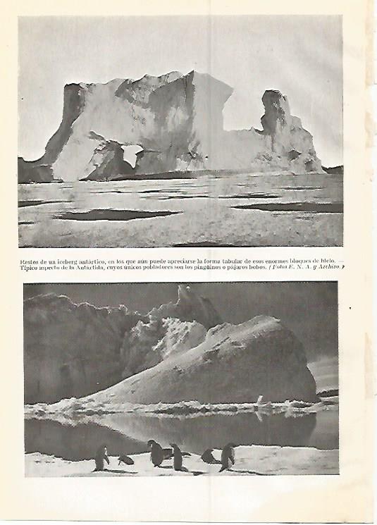 LAMINA GEOGRAFIA 0312: Iceberg antartico y aspecto de la Antartida