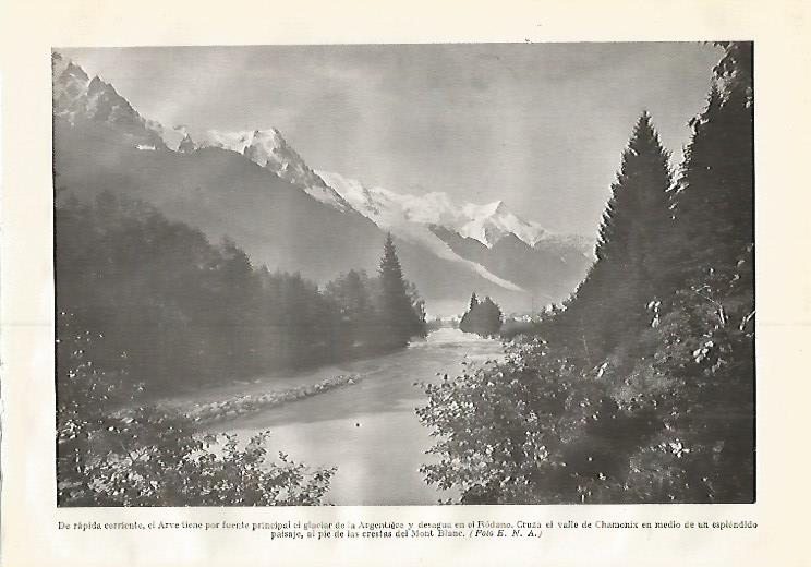 LAMINA GEOGRAFIA 0318: Rio Arve al pie del Montblanc
