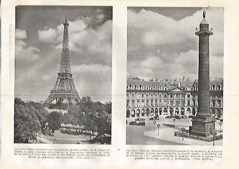 LAMINA GEOGRAFIA 0325: Torre Eiffel y Plaza Vendome en Paris