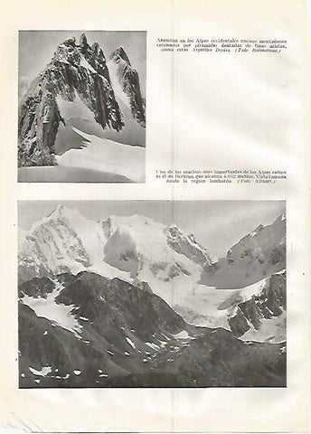 LAMINA GEOGRAFIA 0327: Aiguilles Dorees ymacizo Bernina en los Alpes