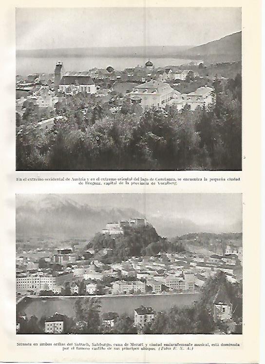 LAMINA GEOGRAFIA 0336: Vista de Bregenz y de Salzburgo Austria