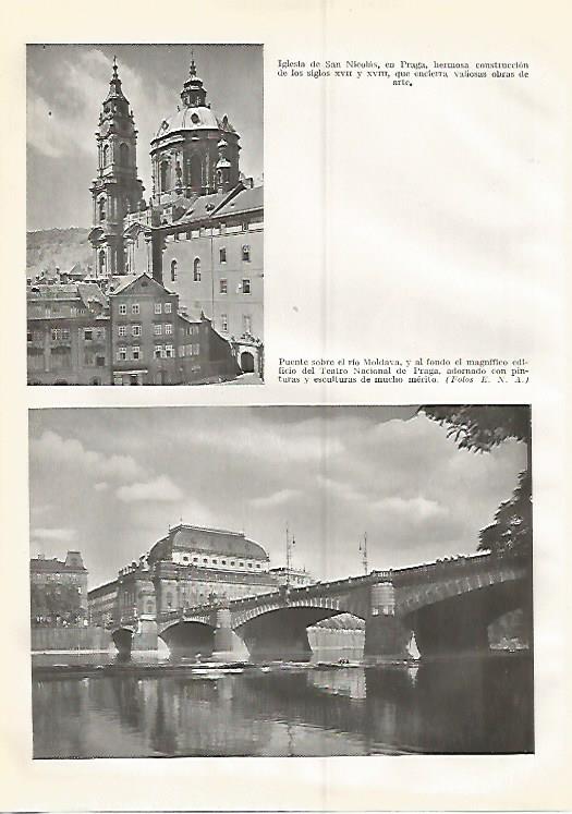 LAMINA GEOGRAFIA 0340: Iglesia de San Nicolas y puente en Praga