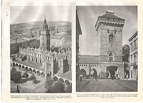 LAMINA GEOGRAFIA 0349: Lonja y puerta de San Julian de Cracovia  Polonia