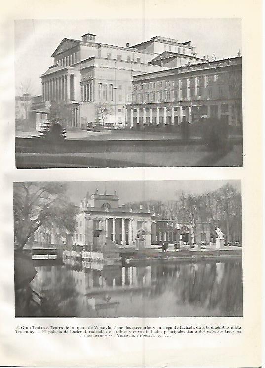 LAMINA GEOGRAFIA 0350: Teatro de la Opera y Palacio de Lacienki en Varsovia Polonia
