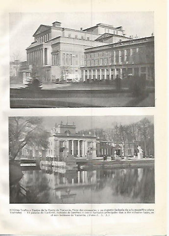 LAMINA GEOGRAFIA 0350: Teatro de la Opera y Palacio de Lacienki en Varsovia Polonia