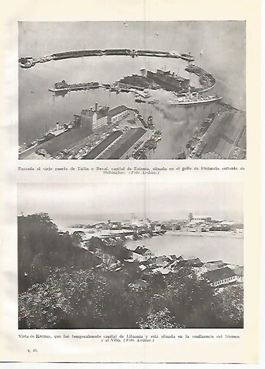 LAMINA GEOGRAFIA 0355: Puerto de Tallin Estonia y vista de Kaunas Lituania