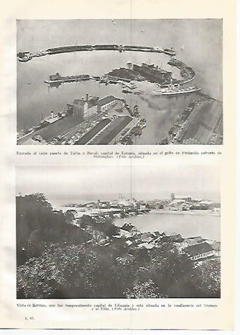 LAMINA GEOGRAFIA 0355: Puerto de Tallin Estonia y vista de Kaunas Lituania