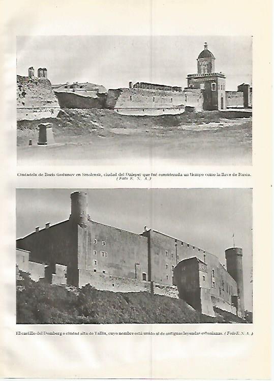 LAMINA GEOGRAFIA 0356: Ciudadela de Boris Godunov en Smolensk Rusia y Castillo de Tallin Estonia