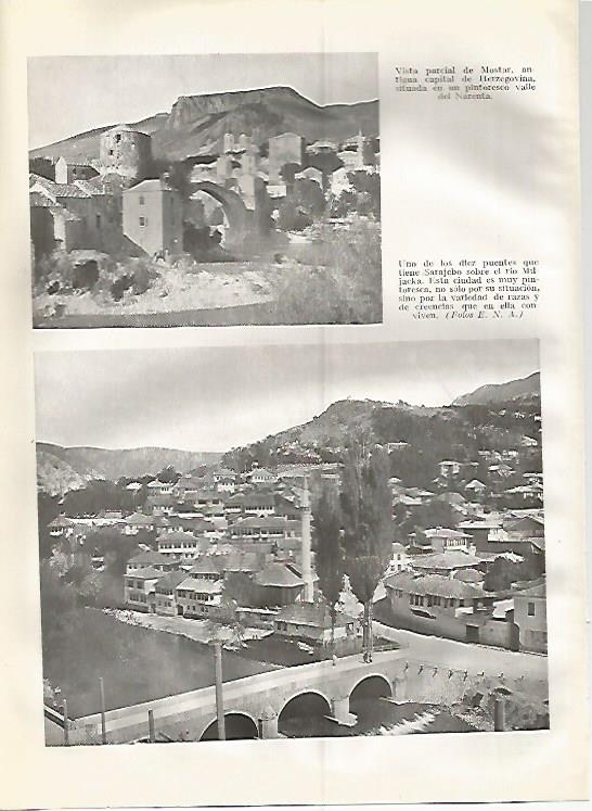 LAMINA GEOGRAFIA 0358: Vista de Mostar y puente de Sarajevo
