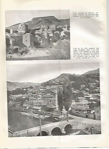 LAMINA GEOGRAFIA 0358: Vista de Mostar y puente de Sarajevo