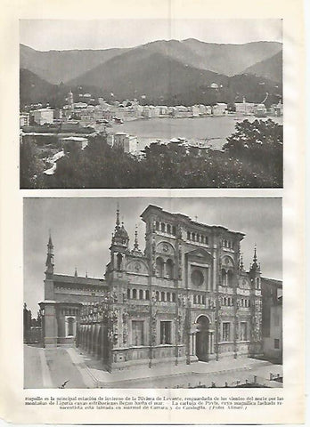 LAMINA GEOGRAFIA 0372: Rapallo y cartuja de Pavia Italia