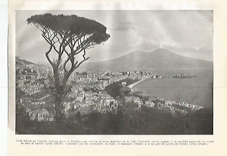 LAMINA GEOGRAFIA 0378:Vista aerea de Napoles Italia