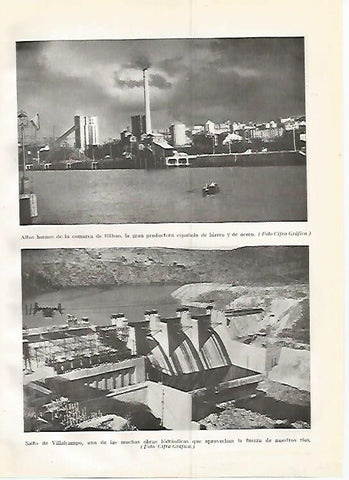 LAMINA GEOGRAFIA 0398: Altos hornos en Bilbao y Salto de Villalcampo