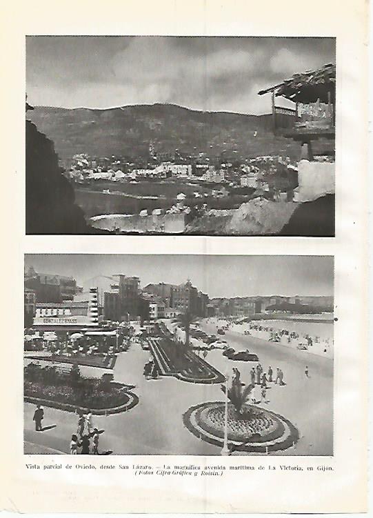 LAMINA GEOGRAFIA 0399: Vista de Oviedo y de Gijon