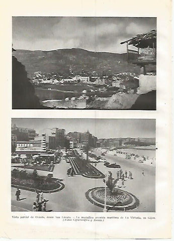 LAMINA GEOGRAFIA 0399: Vista de Oviedo y de Gijon