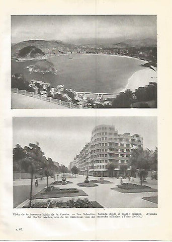 LAMINA GEOGRAFIA 0401: La Concha en San Sebastian y Avenida del Doctor Areilza en Bilbao