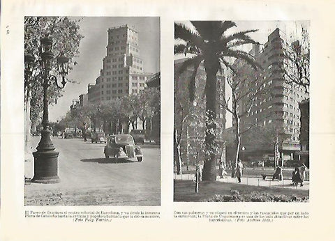 LAMINA GEOGRAFIA 0403: Paseo de Gracia y Plaza Urquinaona en Barcelona