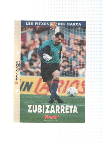 Les Fitxes del Barça: ANDONI ZUBIZARRETA (Ficha Archivador Diario SPORT) 
