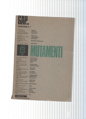Quaderno numero 1 Mutamenti. Suplemento a Gap Casa num.50, agosto septiembre 1988