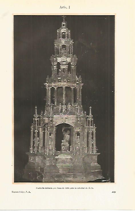 LAMINA ESPASA 12748: Custodia de Juan de Arfe en la Catedral de Avila