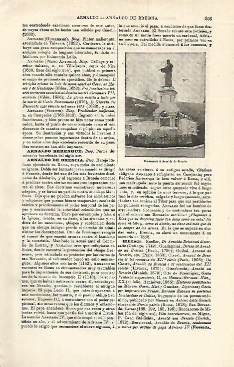 LAMINA ESPASA 12810: Monumento a Arnaldo de Brescia