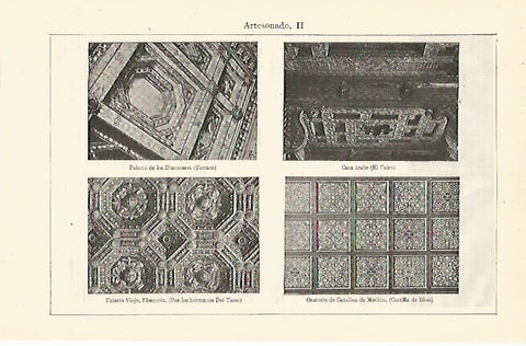 LAMINA ESPASA 12849: Artesonados en Ferrara El Cairo Florencia y Castillo de Blois