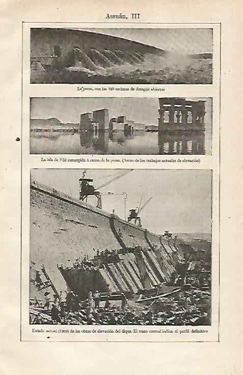 LAMINA ESPASA 12913: La presa de Asuan en 1909 Egipto