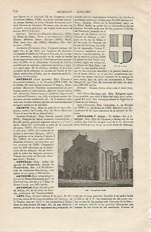 LAMINA ESPASA 12915: Escudo y Catedral de Asti Italia