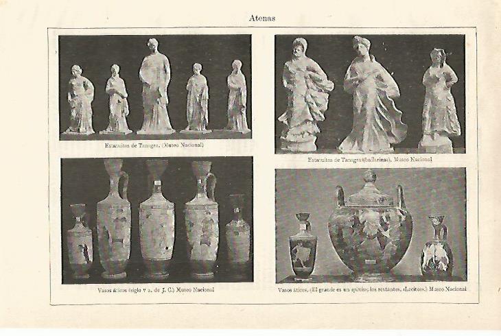 LAMINA ESPASA 12955: Esculturas y ceramica de la antigua Atenas