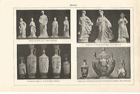 LAMINA ESPASA 12955: Esculturas y ceramica de la antigua Atenas